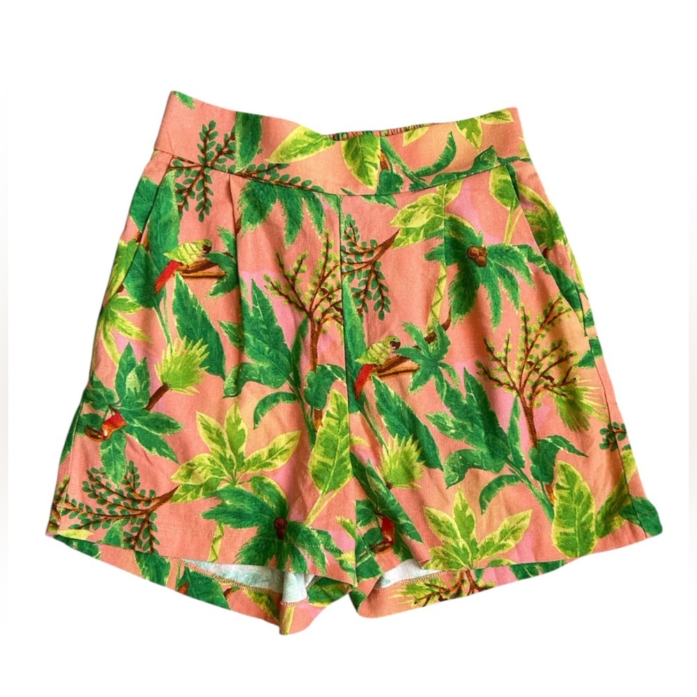 Monteau NWT Linen Blend Tropical Pattern Shorts size small - Picture 1 of 7
